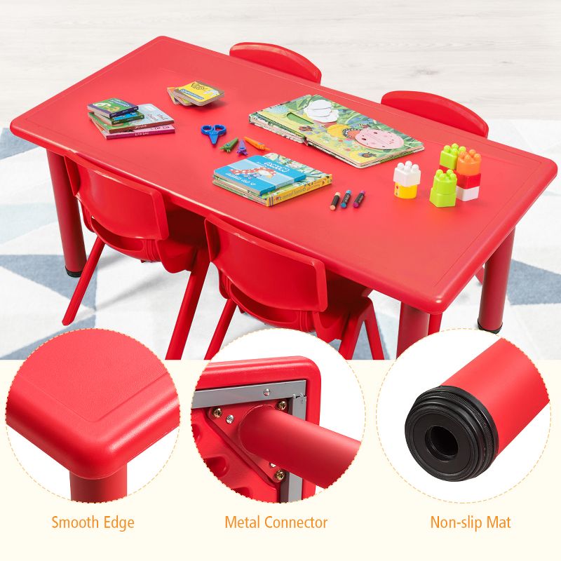 Tangkula Kids Multifunctional Activity Rectangle Table Kids Learn and Play Desk Red/Blue, 4 of 10