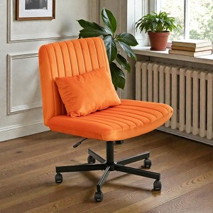 Mshliw Velvet Criss Cross Office Chair with Armrests, Adjustable Height, Swivel Base, Ergonomic Padded Seat and Support Pillow for Home Office - 1 of 4