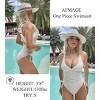 AI'MAGE Women's High Cut One Piece Swimsuit Ruched Tummy Control Swimsuits Ribbed Tie Side Bathing Suits - 2 of 3