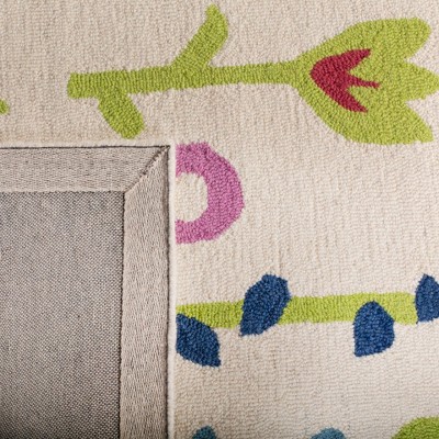 Ivory/Pink Handmade Tufted Wool Kids Rug - 30" x 8"