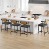 Counter-Height Bar Stool Set with Armrest, Footrest, Soft Back, and Cushioned Seat – Metal Barstools Set for Kitchen Islands and Counters - 3 of 4