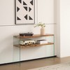 Gulches MDF Walnut Tempered Glass Console Table Multi Purpose Waterproof Side Table For Living Room Office Outdoor Entryway - 3 of 4