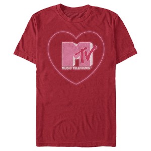 Men's MTV Valentine's Day Neon Heart Logo T-Shirt - 1 of 4