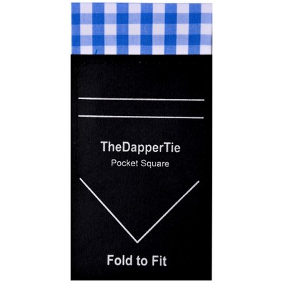 TheDapperTie - Men's Cotton Gingham Checks Flat Pre Folded Pocket Square on Card