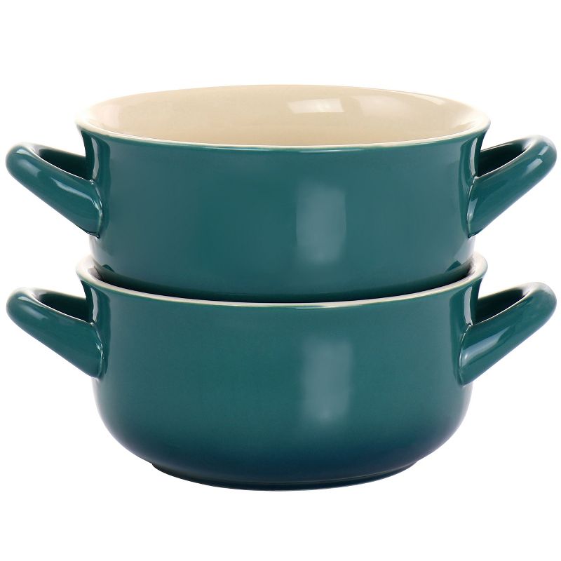 Crock Pot 2 Piece Stoneware 30oz Soup Bowl Set with Handles in Gradient Teal, 1 of 8