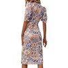Anna-Kaci Women's Square Neck Puff Sleeve Midi Dress with Front Slit and Allover Floral Print - 4 of 4