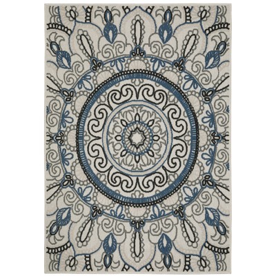 Oriental Weavers Torrey 072J1 Light Grey/ Blue Indoor/Outdoor Area Rug - 9'10" x 12'10"