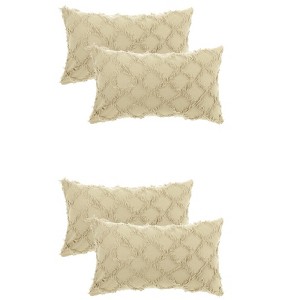 Unique Bargains Decorative Cozy Solid Color Cut Flower Checkered Throw Pillow Covers 4 Pcs - 1 of 4