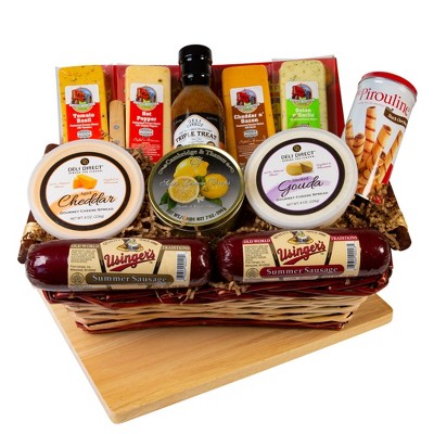 Northlight 14pc Picnic Party Gourmet Summer Sausage and Cheese Gift Basket - Large
