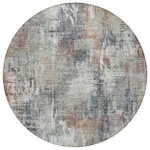 Taupe Gray And Copper Abstract Washable Indoor Outdoor Area Rug - 1 of 4