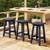 WestinTrends Malibu 24" All Weather Hdpe Outdoor Patio Square Backless Counter Stool (Set of 3) - 2 of 4