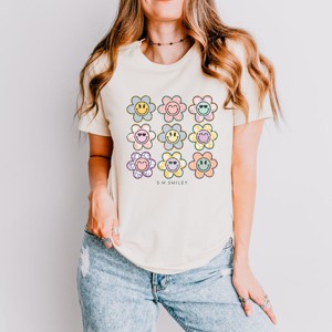 Simply Sage Market S.W.Smiley Flowers Checkered Short Sleeve Tee - 1 of 4