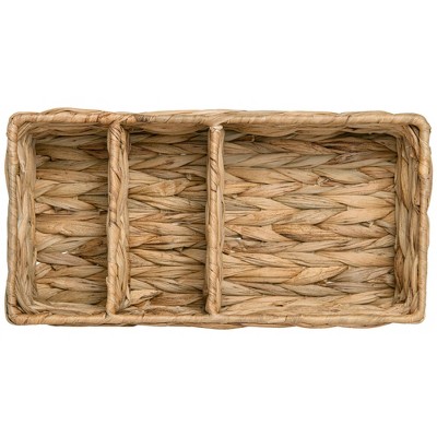 Natural Water Hyacinth and Metal Vanity Organizer Tray