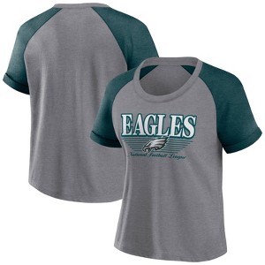 NFL Philadelphia Eagles Women's Gray Raglan Scoop T-Shirt - 1 of 3