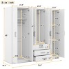 6 Doors Wooden Wardrobe Storage For Bedroom, 68''Tall Clothing Armoires With 3 Drawers Inside, Modern Armoires-Cuddlewood - 4 of 4