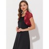 INSPIRE CHIC Women's Cap Sleeve Business Open Front Sheer Mesh Crop Bolero Shrug - 3 of 4