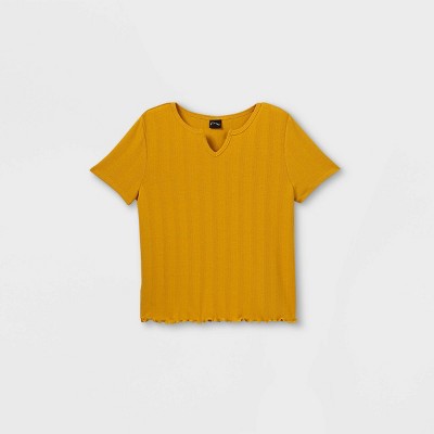 Girls Yellow Viscose Floral Checks Printed Top main image 0