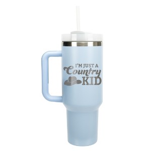 100 North I'm Just A Country Kid Cowboy Hat Wrap-Around 40 Oz. Stainless Steel Water Bottle Coffee Mug, Spill & Leak Resistant, Travel Tumbler with - 1 of 4