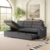 SKRAN 83.5" Convertible Sleeper Combo Sofa, Convertible Sofa Bed Polyester Pull Out Bed with Storage Holder for Living Room, Tight Spaces - 2 of 4