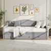 Costway Twin Size Daybed with Trundle Solid Wood Sofa Bed with Slats Support Guest Bed White/Gray - 4 of 4