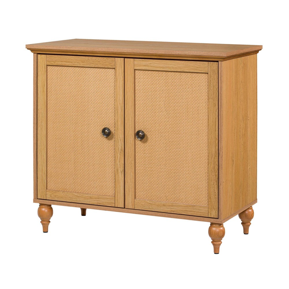 Photos - Wardrobe Sango Newcomb 2 Door Cabinet Brown - : Rattan Panel, Transitional Style, Wood Veneer, Adjustable Shelf 