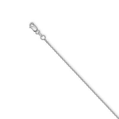 Black Bow Jewelry 1mm 14k White Gold Solid Diamond Cut Cable Chain Necklace