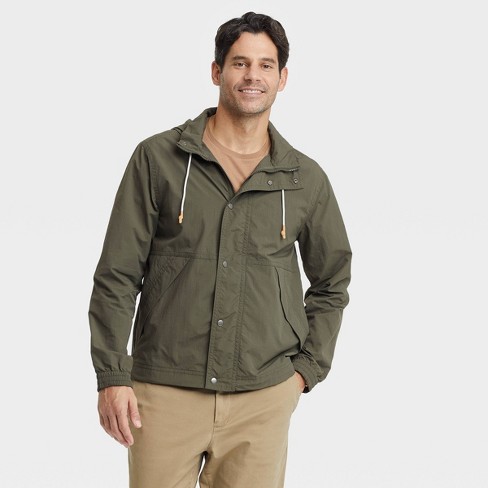 Men's Big & Tall Ripstop Rain Jacket - Goodfellow & Co™ Olive Green LT