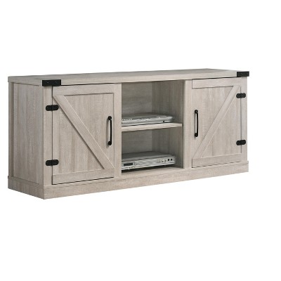 Vynxaria Gray 58" Wide TV Stand, 2 Open Shelves, 2 Cabinets, H 20.5" x W 58"