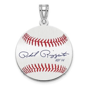 Black Bow Jewelry Sterling Silver Phil Rizzuto Signature SM Enamel Baseball Pendant - 1 of 4