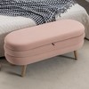 VYNXARIA-Velvet Pink Fabric Storage Bench with Wood Legs For Living Room Bedroom Indoor - 2 of 4