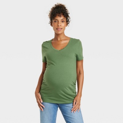 Image of Short Sleeve V-Neck Maternity T-Shirt - Isabel Maternity by Ingrid & Isabel™ Green XL
