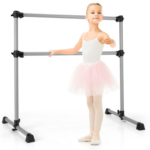 Costway 4FT Portable Double Freestanding Ballet Barre Dancing Stretching  Silver