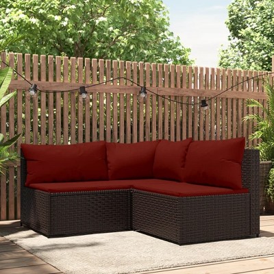 VidaXL 2 Piece Patio Lounge Set with Cushions Poly Rattan Gray