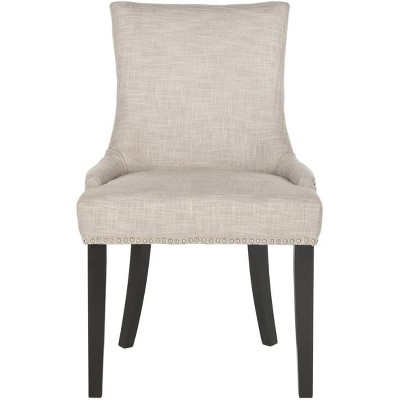 Gray Linen Upholstered Parsons Dining Chairs, Set of 2