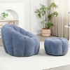 Bouclé Bean Bag Chair with Ottoman, Cozy Foam-Filled Lounge Chair for Adults, Upholstered Teddy Fabric Fuzzy Beanbag Chairs– Cuddlewood - 3 of 4