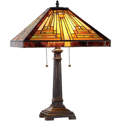 Chloe Lighting Innes Tiffany-Style Blackish Bronze 2 Light Victorian Table Lamp 16 Inch Shade
