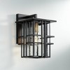 Possini Euro Design Arley Rustic Wall Light Sconce Black Hardwire 8" Fixture Clear Seeded Glass for Bedroom Bathroom Vanity Reading Living Room House - 2 of 4