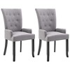 vidaXL Dining Chairs with Armrests 2 pcs Light Gray Fabric - 2 of 4