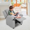 Deluxe Padded Kids Sofa Armchair Recliner Headrest Children w/ Storage Arms Gray - 4 of 4