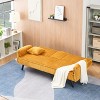 Minimalist Sofa with Retractable Cup Holder, Upholstered Sofa Suitable for Sitting & Lying, Corduroy, White/Black/Orange/Pink-ModernLuxe - 3 of 4
