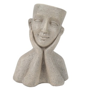 LuxenHome Speckled Beige MgO Happy Bust Head Planter - 1 of 4