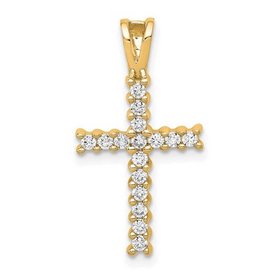 Black Bow Jewelry 14k Yellow Gold & Rhodium 1/6 or 1/4 Ctw Diamond Latin Cross Pendant