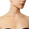 Haus of Brilliance 10K Yellow Over Silver 1/4 Cttw Champagne Diamond Filigree Cross Pendant - 4 of 4