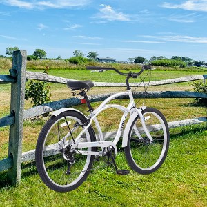 YONWAY 26" Beach Cruiser Bike, 7 Speed Cruiser Bike With High Carbon Steel Dual V-Brakes Bike Perfect For Casual Riding And Long Commutes - 1 of 4