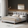 Platform Bed with Cookie-Shaped Headboard, Wood Frame Bed with Soft Chenille Fabric and Rubberwood Legs, Bed with Sponge Filling-Baofuwish - 3 of 4