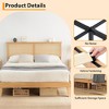 Rattan King Bed Frame with LED Lights, Natural Rattan Headboard, Solid Wood Foundation with Silent Slats, Platform King Size Bed Frame - 3 of 4