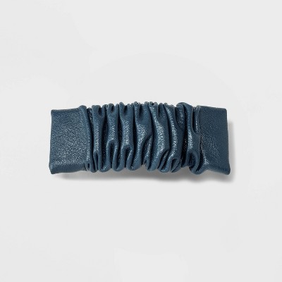 Rouched Faux Leather Barrette Hair Clip - A New Day™ Blue