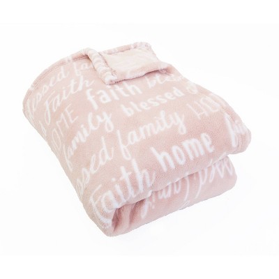 50"x70" Pearson Family Words Printed Loft Fleece Throw Pink - Decor Therapy