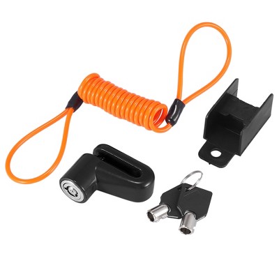 Unique Bargains Universal Mountain Bike Motorcycle Anti-theft Disc Brake Lock Black with Orange Rope Set 2.2" x 1.8" x 1.0"