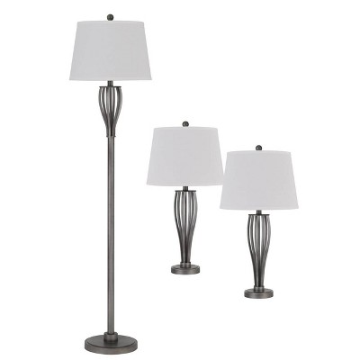 62.75" Floor lamp and 28.5" (Set of 2) Table Lamps Antique Silver - Cal Lighting